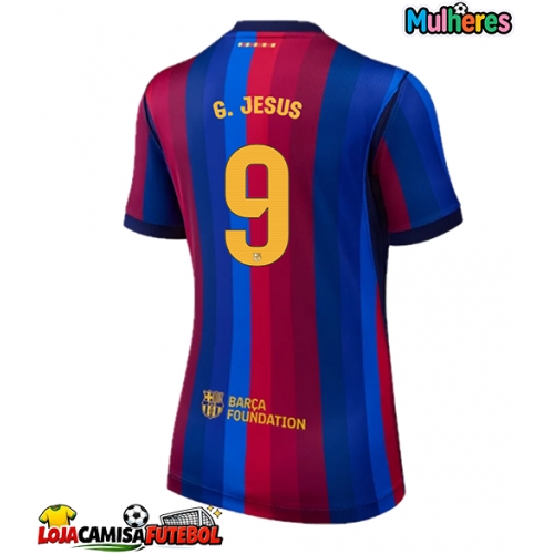 Camisa de Futebol Barcelona Gabriel Jesus #9 Equipamento Principal Mulheres 2026-27 Manga Curta